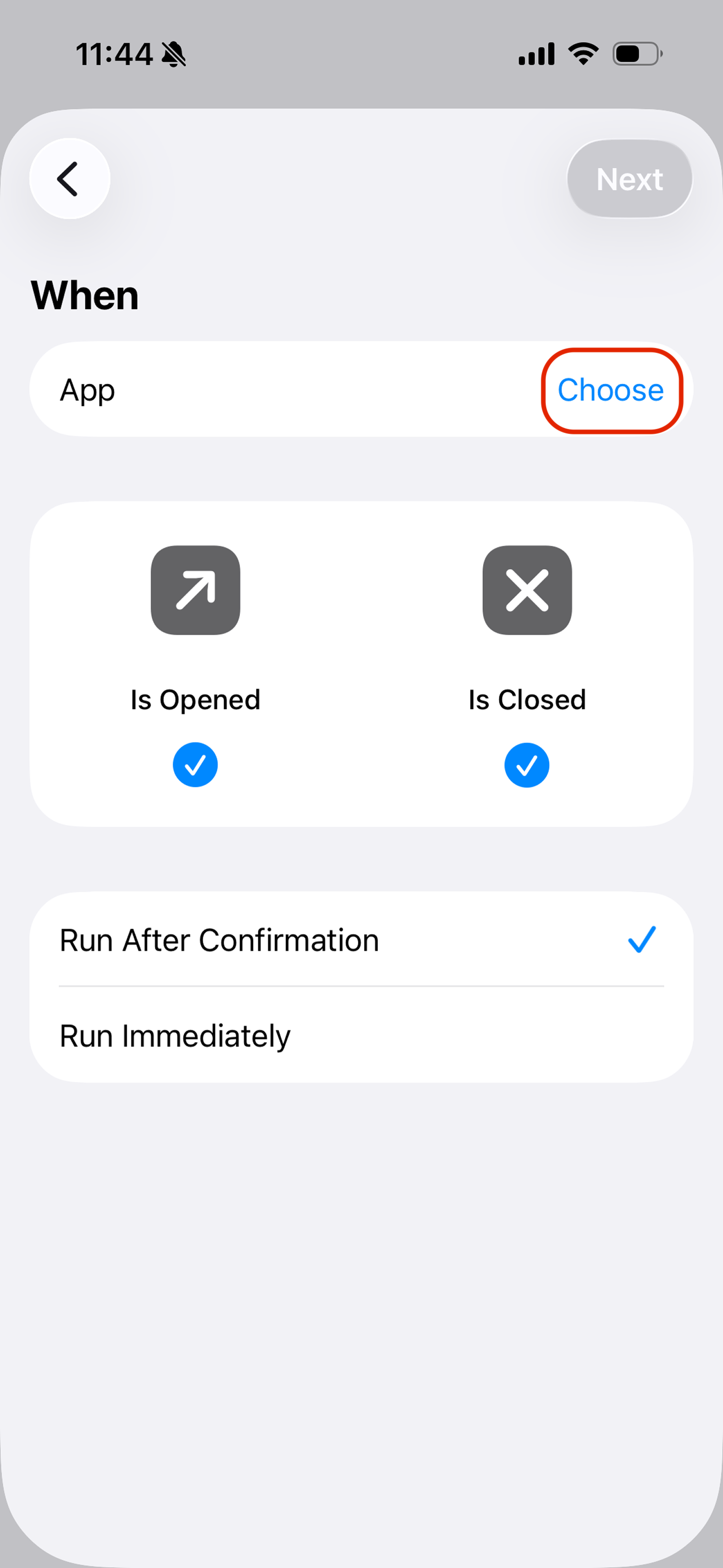 Select Is Opened and Is Closed