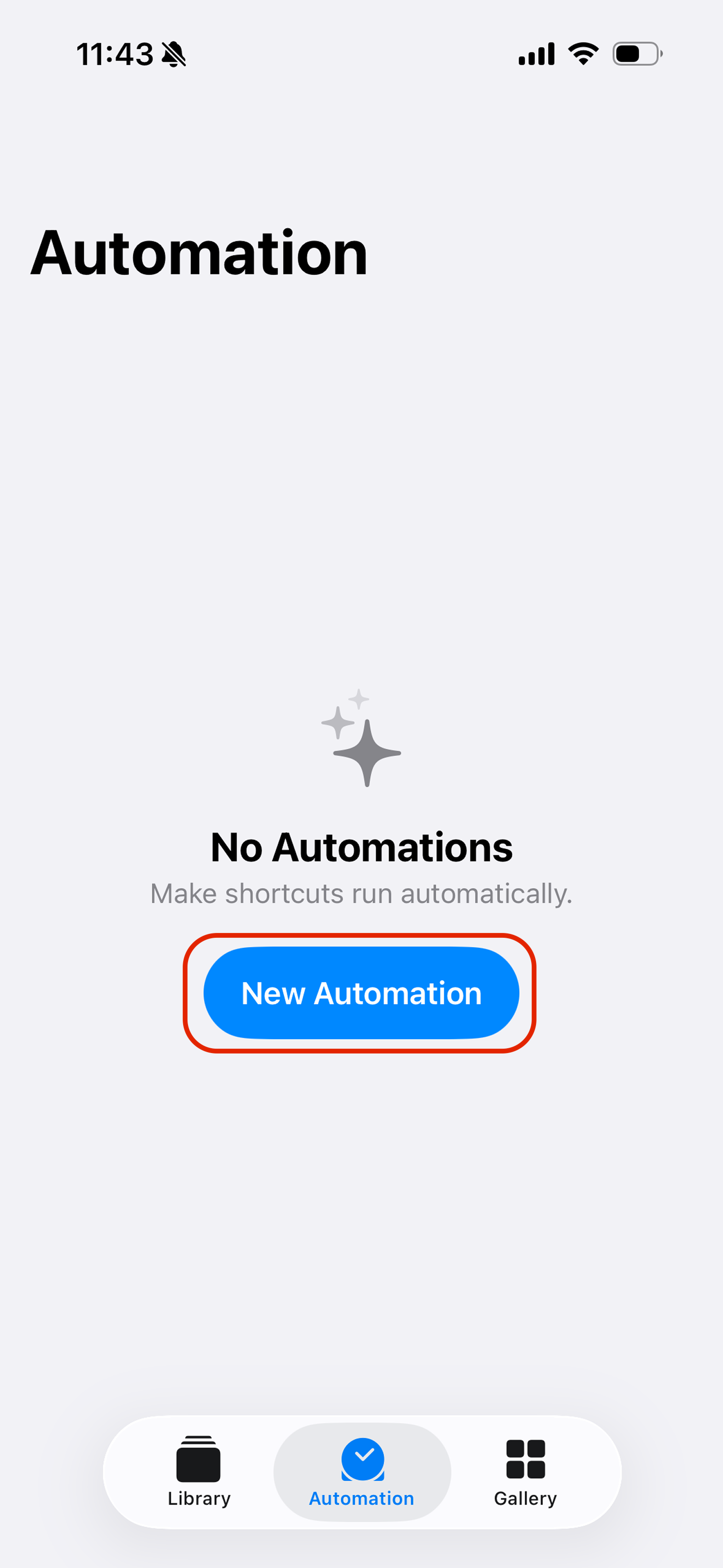 Go to the Automation tab and tap New Automation